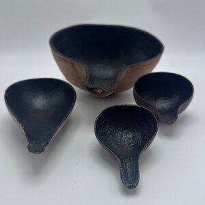 Vtg Gourd Dipper Set 4 Handcrafted Scoops Natural Patina South America Rustic Ch